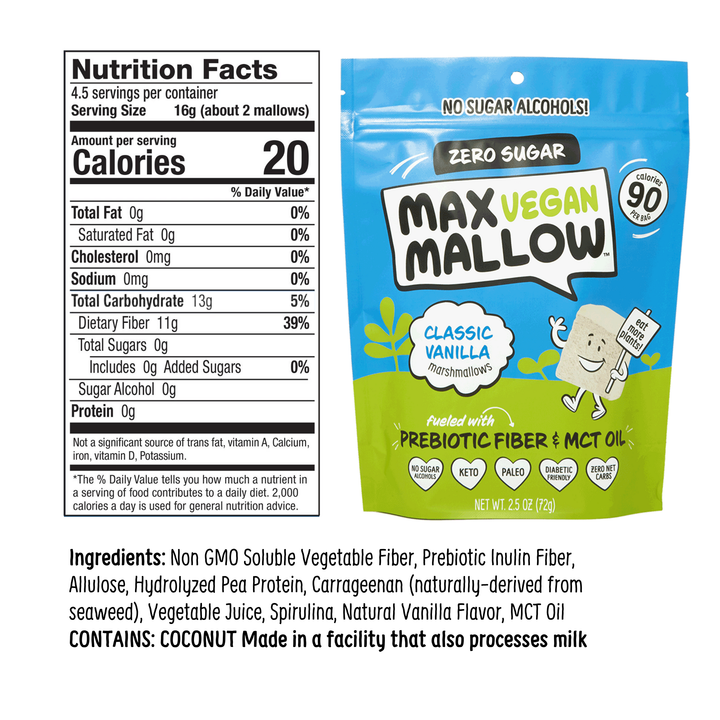 VEGAN Classic Vanilla Max Mallows - Sugar Free Marshmallow