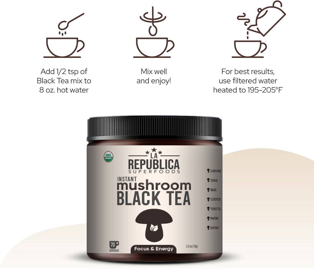 La Republica Black Tea with 7 Mushrooms (Instant)