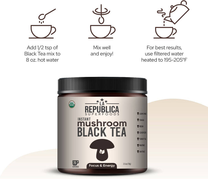 La Republica Black Tea with 7 Mushrooms (Instant)