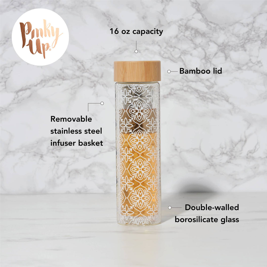 Blair™ Insulated Glass Travel Mug w/ Tea Infuser - Marrakesh