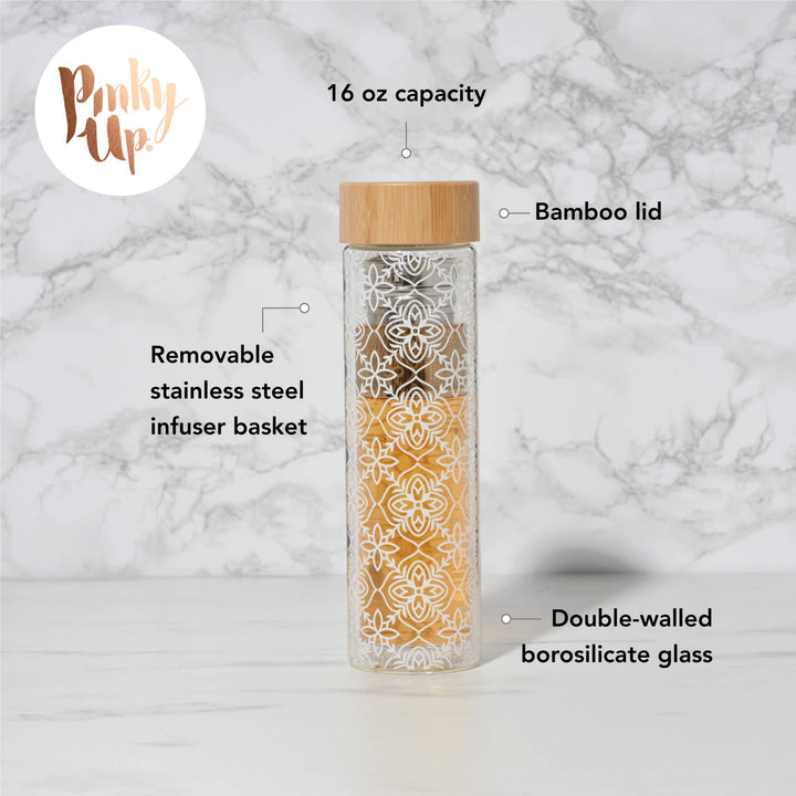 Blair™ Insulated Glass Travel Mug w/ Tea Infuser - Marrakesh