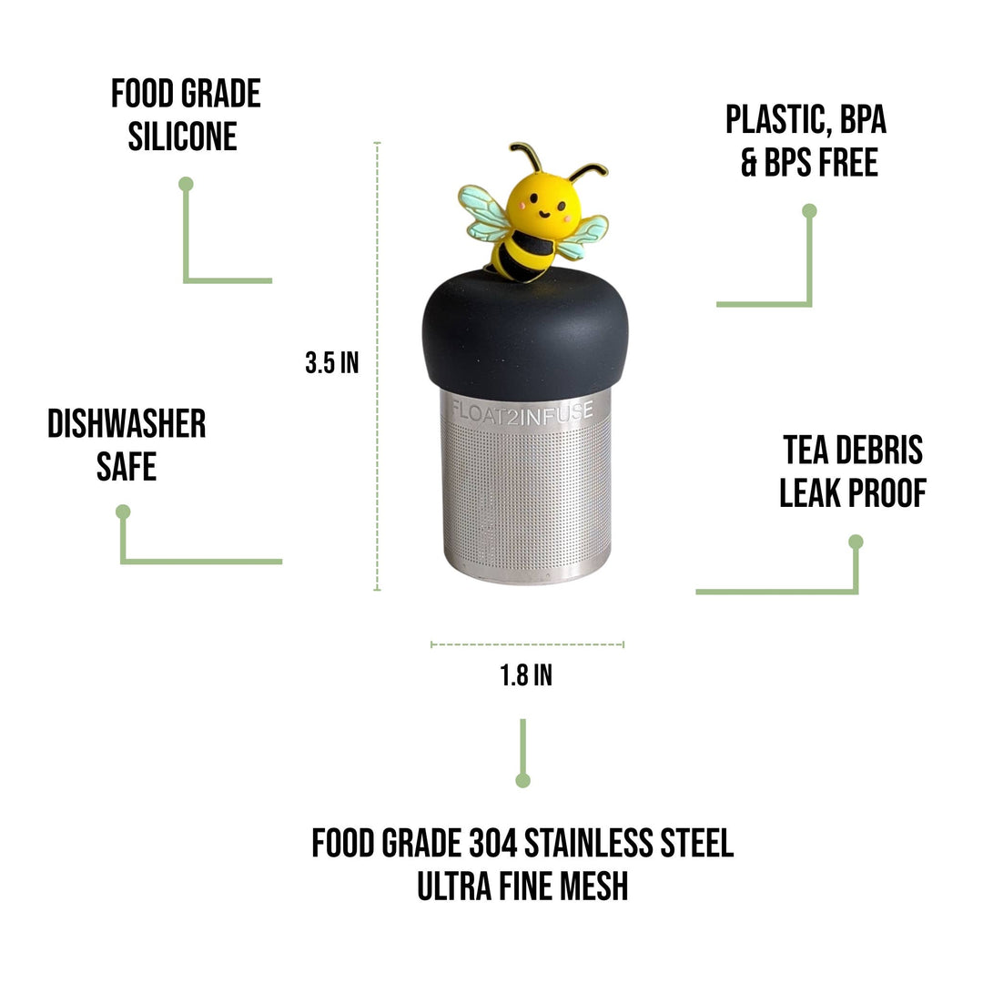 Bumble Bee | Floating Tea Steeper | Grey Base | Yellow